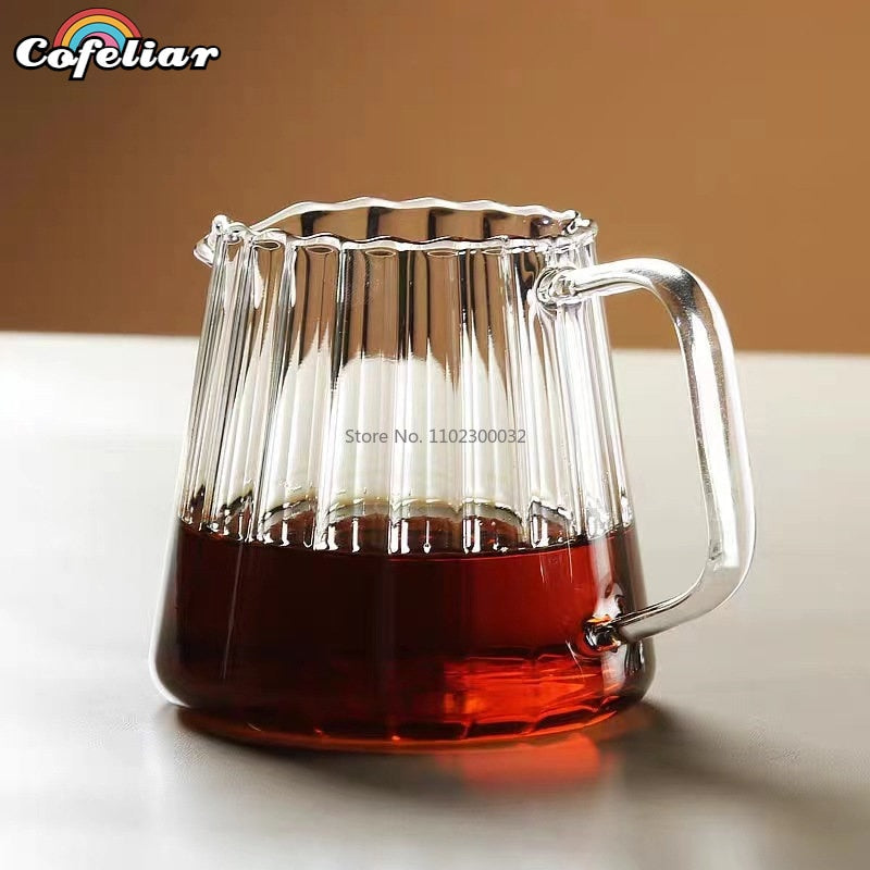 150/410/575ml Stripe Heat-resistant High Borosilicate Glass Teahouse  Tea Set Accessories Chahai Milk Glass Pitcher Coffee Pot