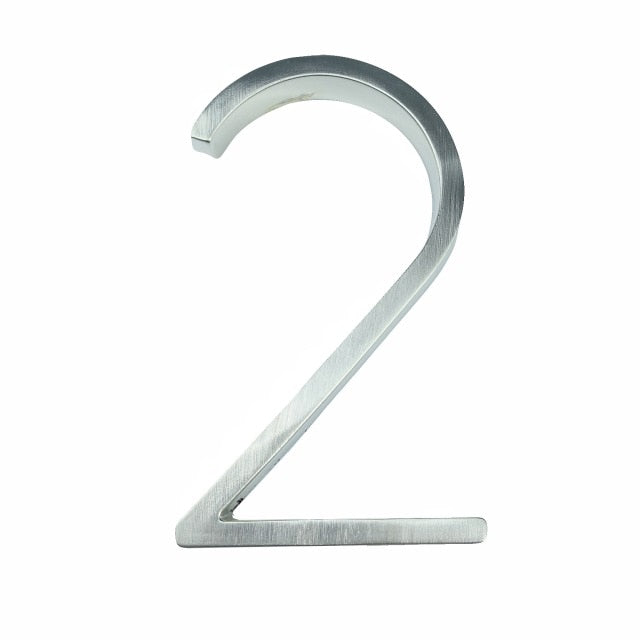 12cm Big 3D Modern House Number Door Home Address Numbers for House Number Digital Door Outdoor Sign Plates 5 Inch. #0-9 Silver - PEGS & HANGERS PTY LTD