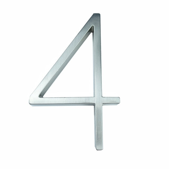 12cm Big 3D Modern House Number Door Home Address Numbers for House Number Digital Door Outdoor Sign Plates 5 Inch. #0-9 Silver - PEGS & HANGERS PTY LTD