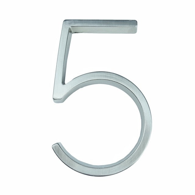 12cm Big 3D Modern House Number Door Home Address Numbers for House Number Digital Door Outdoor Sign Plates 5 Inch. #0-9 Silver - PEGS & HANGERS PTY LTD