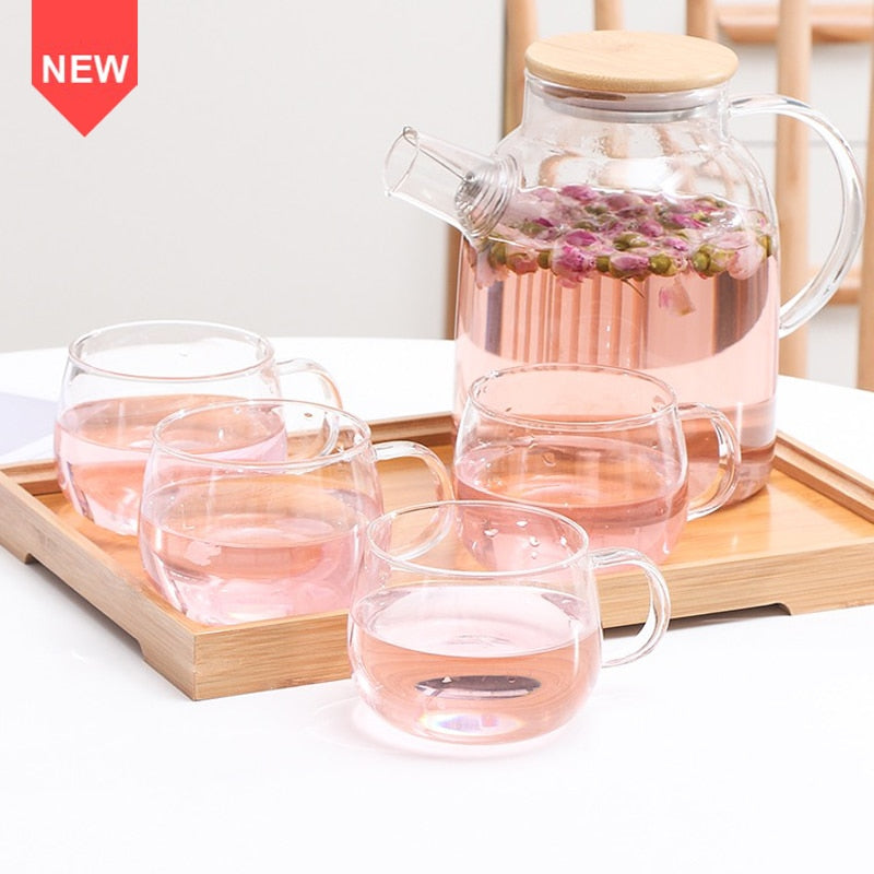 1800ml Red Wine Tea Cup Teapot Set European Transparent Coffee High Borosilicate Glass Large Capacity Anti-scald Household - PEGS & HANGERS PTY LTD