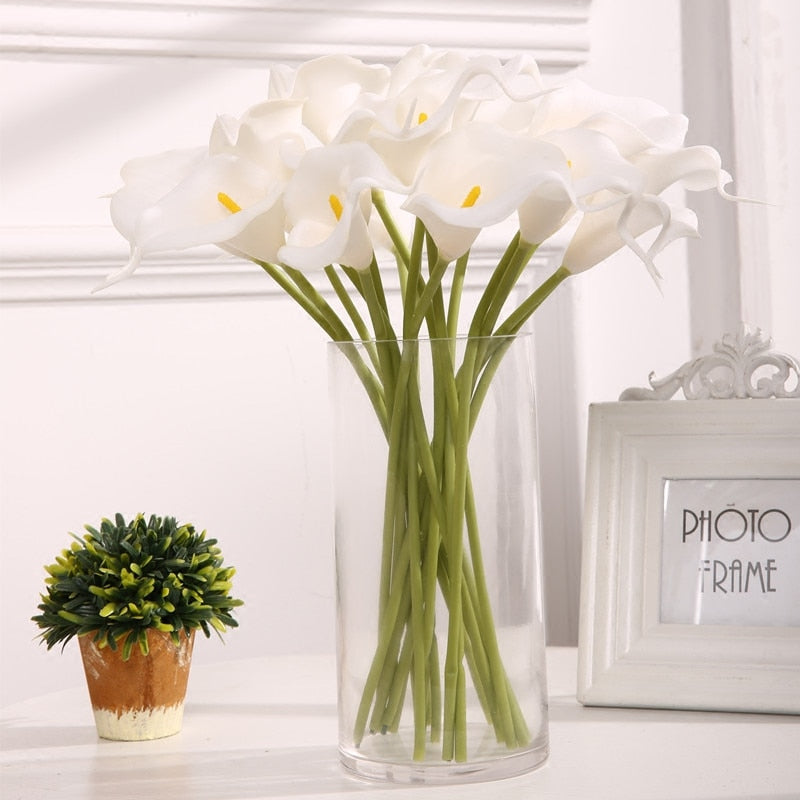 10Pcs High Quality Real Touch Calla Lily Artificial Flowers Calla Lily Bouquet For Wedding Bouquet Bridal Home Flower Decoration - PEGS & HANGERS PTY LTD