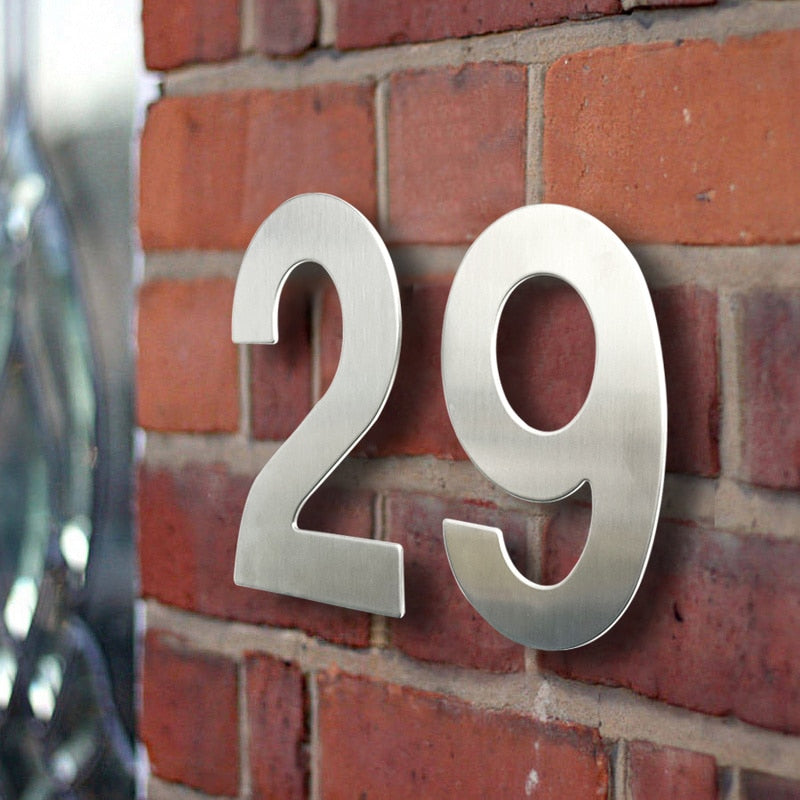 15cm House Number Sign #0-9 Huisnummer Outdoor Silver 6 inch.Door Numbers Plate Home Address Signage Numeros Casa Exterior Big - PEGS & HANGERS PTY LTD