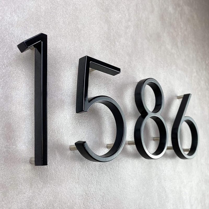 12cm Big 3D Modern House Number Door Home Address Numbers for House Number Digital Door Outdoor Sign Plates 5 Inch. #0-9 Black - PEGS & HANGERS PTY LTD