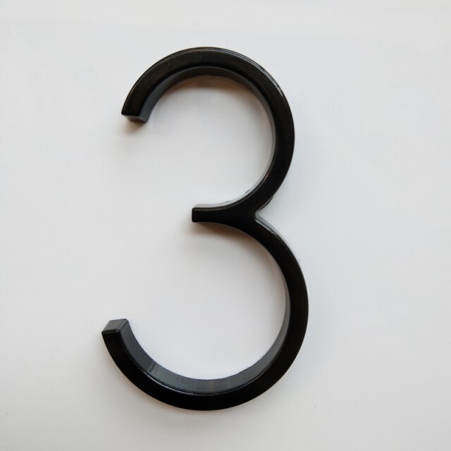 12cm Big 3D Modern House Number Door Home Address Numbers for House Number Digital Door Outdoor Sign Plates 5 Inch. #0-9 Black - PEGS & HANGERS PTY LTD