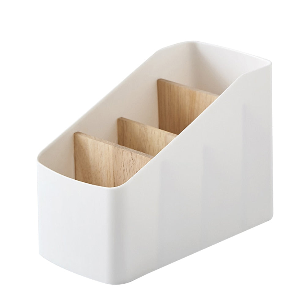 1PC Creative Wood and Plastic Desktop Storage Basket Multi-Compartment Storage Box Detachable Slot Style Remote Control Organize - PEGS & HANGERS PTY LTD