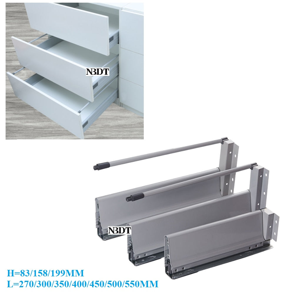 10“ 12" 14" 16" 18" 20" 22“ Full Extention Double Wall Self Soft Close Drawer Slide Runner Rail Kitchen Furniture Cabinet - PEGS & HANGERS PTY LTD