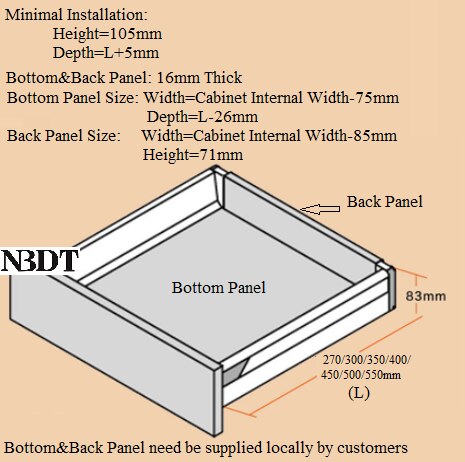 10“ 12" 14" 16" 18" 20" 22“ Full Extention Double Wall Self Soft Close Drawer Slide Runner Rail Kitchen Furniture Cabinet - PEGS & HANGERS PTY LTD