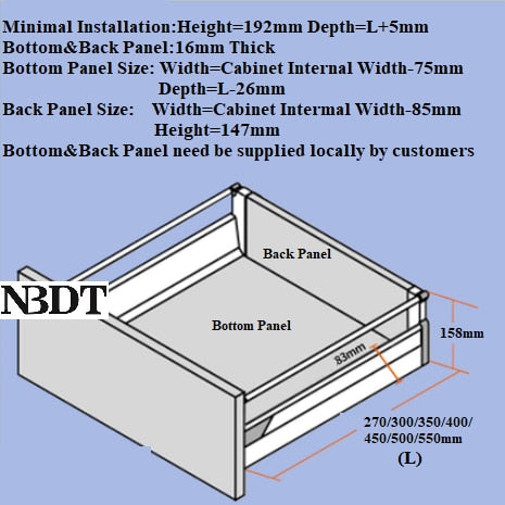 10“ 12" 14" 16" 18" 20" 22“ Full Extention Double Wall Self Soft Close Drawer Slide Runner Rail Kitchen Furniture Cabinet - PEGS & HANGERS PTY LTD