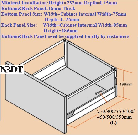 10“ 12" 14" 16" 18" 20" 22“ Full Extention Double Wall Self Soft Close Drawer Slide Runner Rail Kitchen Furniture Cabinet - PEGS & HANGERS PTY LTD