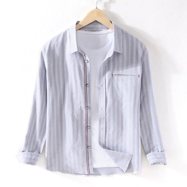 100% Oxford cotton striped shirt men brand long sleeve shirts for men casual comfortable shirt mens fashion stripe shirts male - PEGS & HANGERS PTY LTD