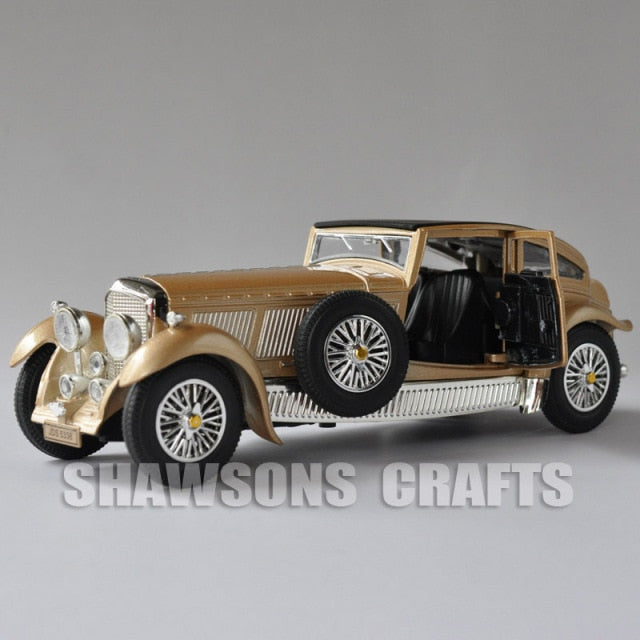 1:28 Scale Diecast Metal Vintage Car Model Toys Speed Six Pull Back Replica With Sound & Light - PEGS & HANGERS PTY LTD