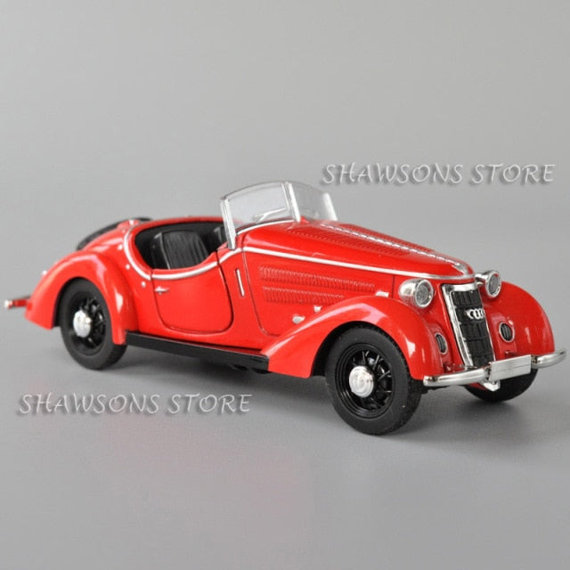 1:32 Scale Diecast Classic Vintage Car Model Toys Audi Wanderer W25K Roadster Pull Back Replica With Sound & Light - PEGS & HANGERS PTY LTD